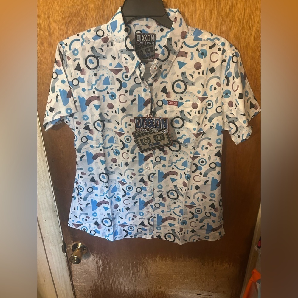 DIXXON Blue and White Casual Button Down Shirt